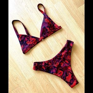 🐍Red Snakeskin Print Bikini Set🐍